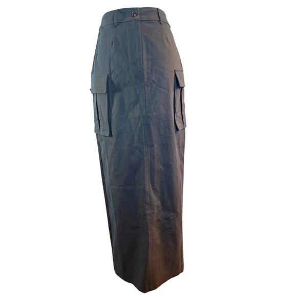 ASTR the Label Long Cargo Skirt Cotton Stretch Back Open Vent Charcoal Gray XS - Picture 1 of 8